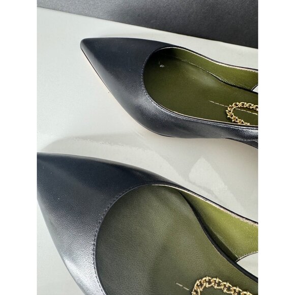 New Maria Luca Felicia Slingback Pump Black Leather Chain Anklet EU 36 US 6 - Picture 10 of 11